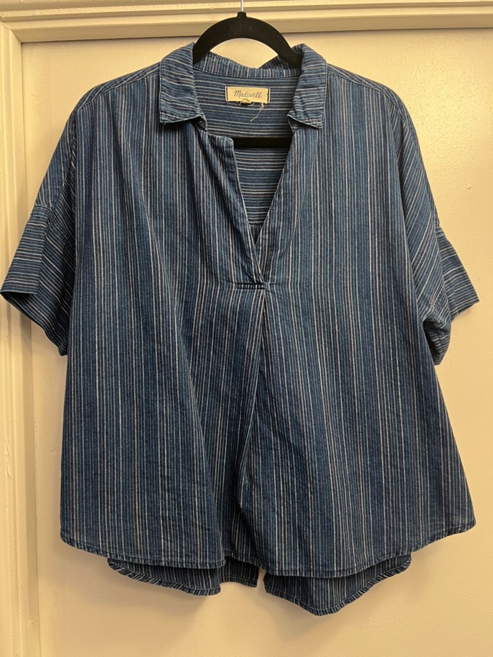 Madewell Courier Back Button Shirt in Cecile Stripe Size Large